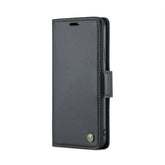 CaseMe 023 - Funda de piel antirrobo con textura de lichi y hebilla de mariposa RFID para iPhone XR, iPhone SE 2022/SE 2020/6/7/8, iPhone 6 Plus/7 Plus/8 Plus